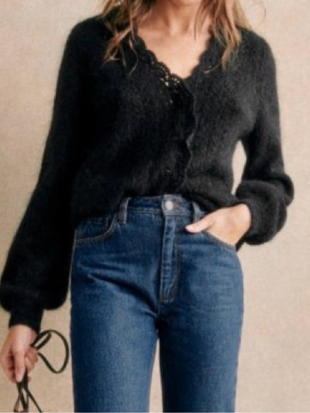 SEZANE Angelie mohair wool blend cardigan sweater jumper size small